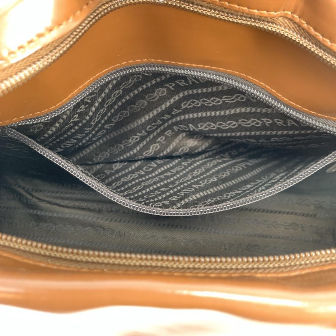 Prada Brown Patent Leather Enamel Python Logo Sho… - image 14