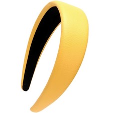 1.7 Inch Leather Hard Headband Wide Padded Hairband Women Yellow