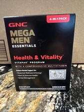 GNC Mega Men Health Vitality Vitapak 30 Daily Packs 4-in-1 Multivitamin 9/26