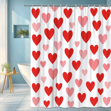 Cute Heart Pattern Shower Curtain for Kids and Valentine's Day