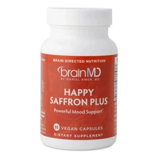 Happy Saffron Plus, 90 Vegan Capsules with Saffron Extract, Curcumin & Zinc Gift