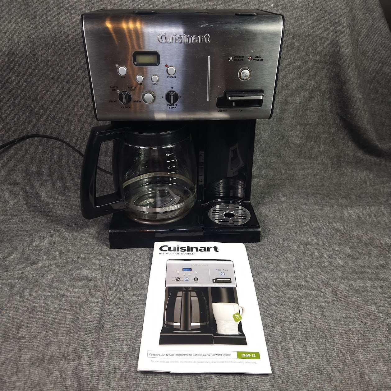 Cuisinart 12 Cup Coffee Machine With Hot Water for Tea Combo Model CHW-12 Tested