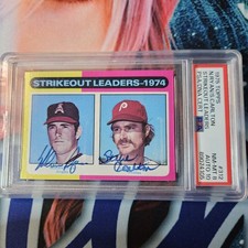 1975 Topps Nolan Ryan Steve Carlton PSA 8 10 Auto