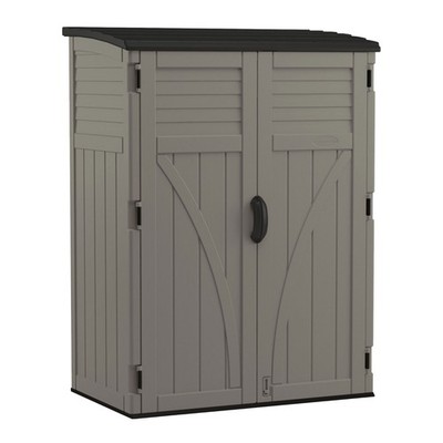 Suncast 54 Cubic Foot Vertical Shed Outdoor Storage for Patio and Garage, Stoney
