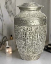 white Cremation Urn for Human Ashes - Adult Memorial Funeral Urn