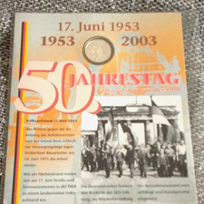 Numisblatt 3/2003 Deutsche Post 50. Jahrestag 17. Juni 1953 Gedenkm&uuml;nze