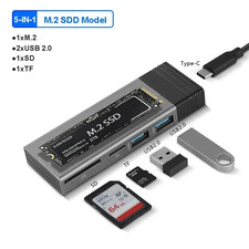 8-in-1 M.2 SSD Docking Station SATA NVMe USB-C HUB 4K 10Gbps 100W for MacBook