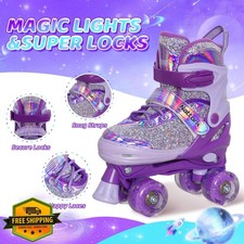 MammyGol Kids Roller Skates Girls, Adjustable Light Up Wheels 3-12 yrs