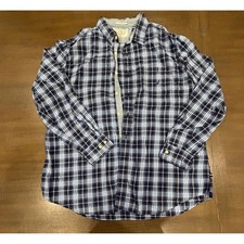 Nautica Mens Plaid Button Down Shirt XL Long Sleeve Casual Cotton Blue White