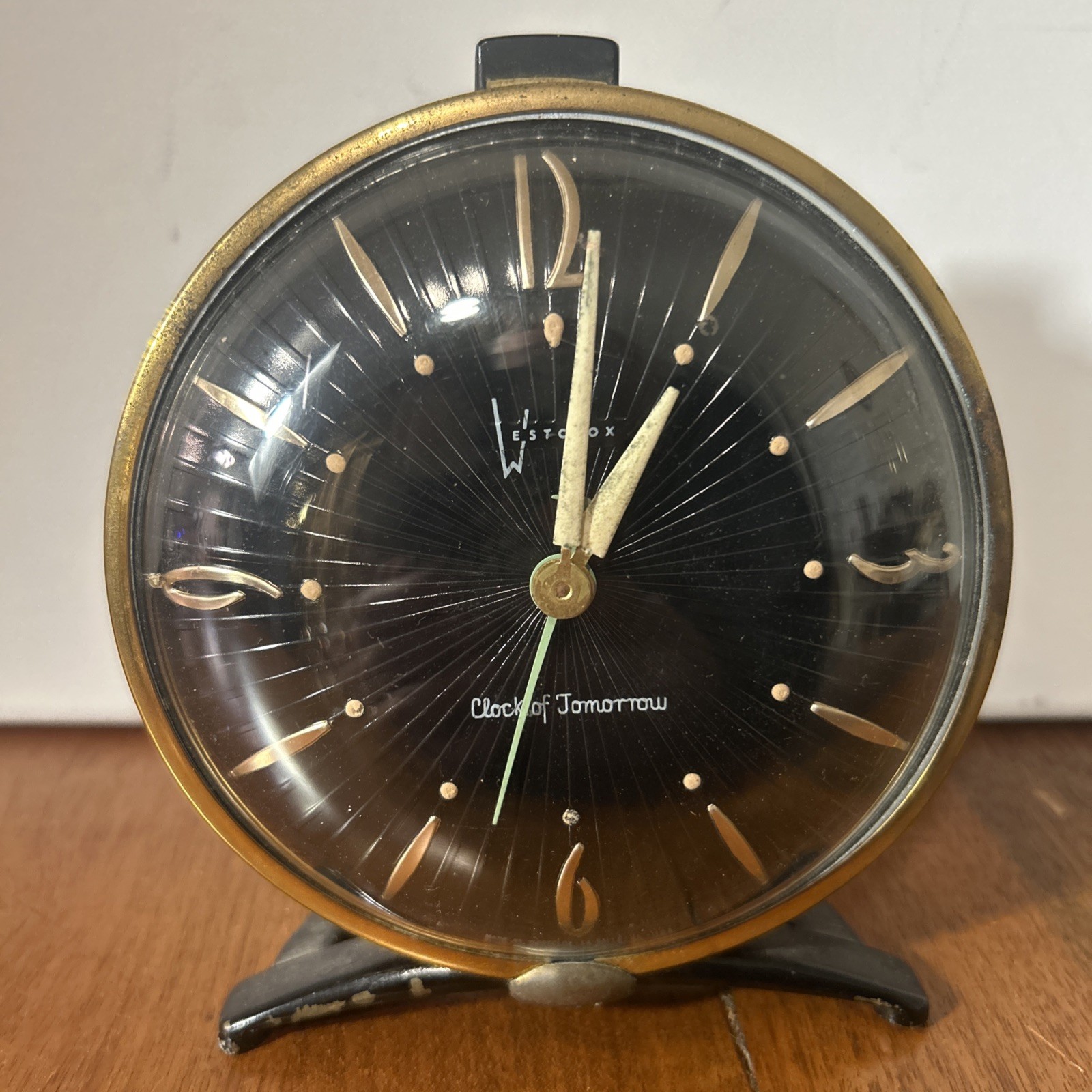 Vintage Clock Westclox Wind Up Alarm Clock Ticking Clock of Tomorrow MCM READ photo