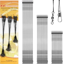Fishing Leaders, 60PCS Saltwater Stainless Steel Fish Wire Leader Line with Swiv