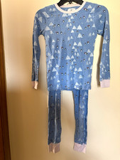 J.Crew Crewcuts Girls Blue Winter Pine Tree Penguin 100 Cotton PJ Set Size 12