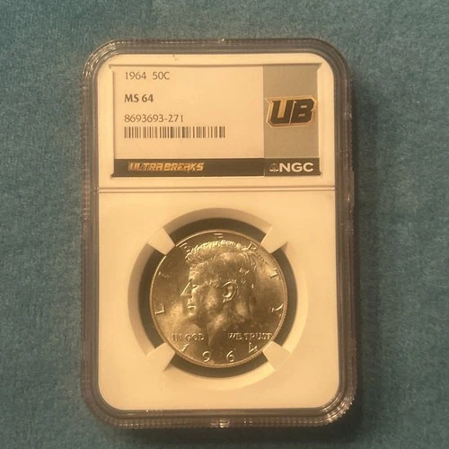 1964 John F. Kennedy 50c Silver Half Dollar MS 64 Ultra Breaks NGC