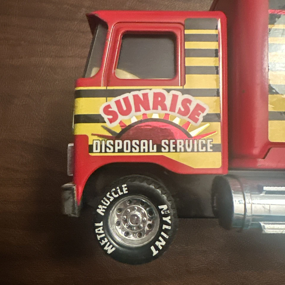 Vintage Nylint RED Sanitation Rear Garbage Truck Sunrise Disposal Service Toy - Image 2 of 4