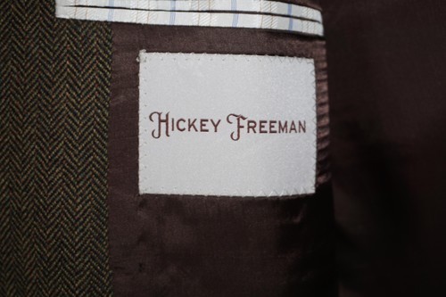 Hickey Freeman Blazer Brown Herringbone Wool Tweed Sport Coat Men's 42S USA - Picture 4 of 6