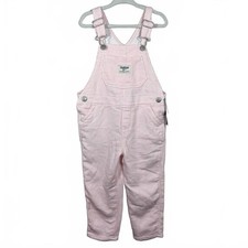 OshKosh B  gosh Girls 3T Pink White Hickory Stripe Vestbak Overalls NWT