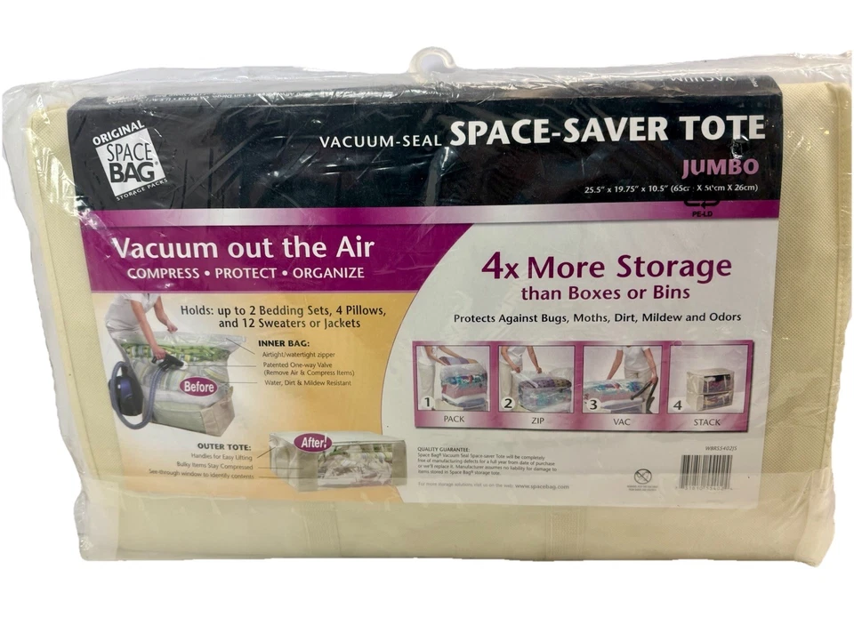 NUEVO Bolso de Mano Ahorro de Espacio ~ Almacenamiento de Sello al Vacío ~ Tamaño Jumbo 25.5 X 19.75 X 10.5 Foto 2 de 2