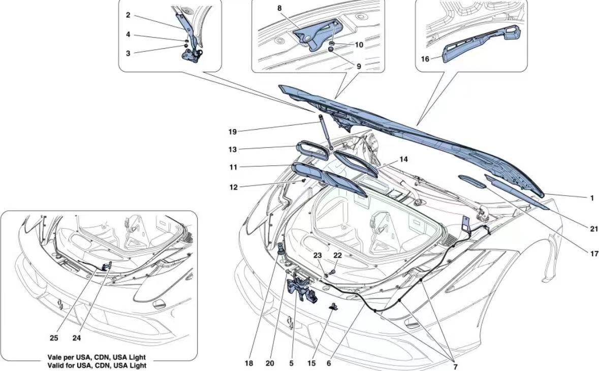 Ferrari 458 Spider Front Hood support P/N 82750900