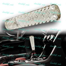 White Jdm Clear Spiral Crystal Vip Manual Bubble Shifter Shift Knob Head 150mm