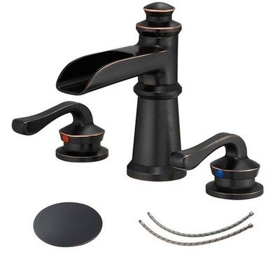 BWE 8 in. Waterfall Widespread 2-Handle Bathroom Faucet Oil Rubbed Bronze