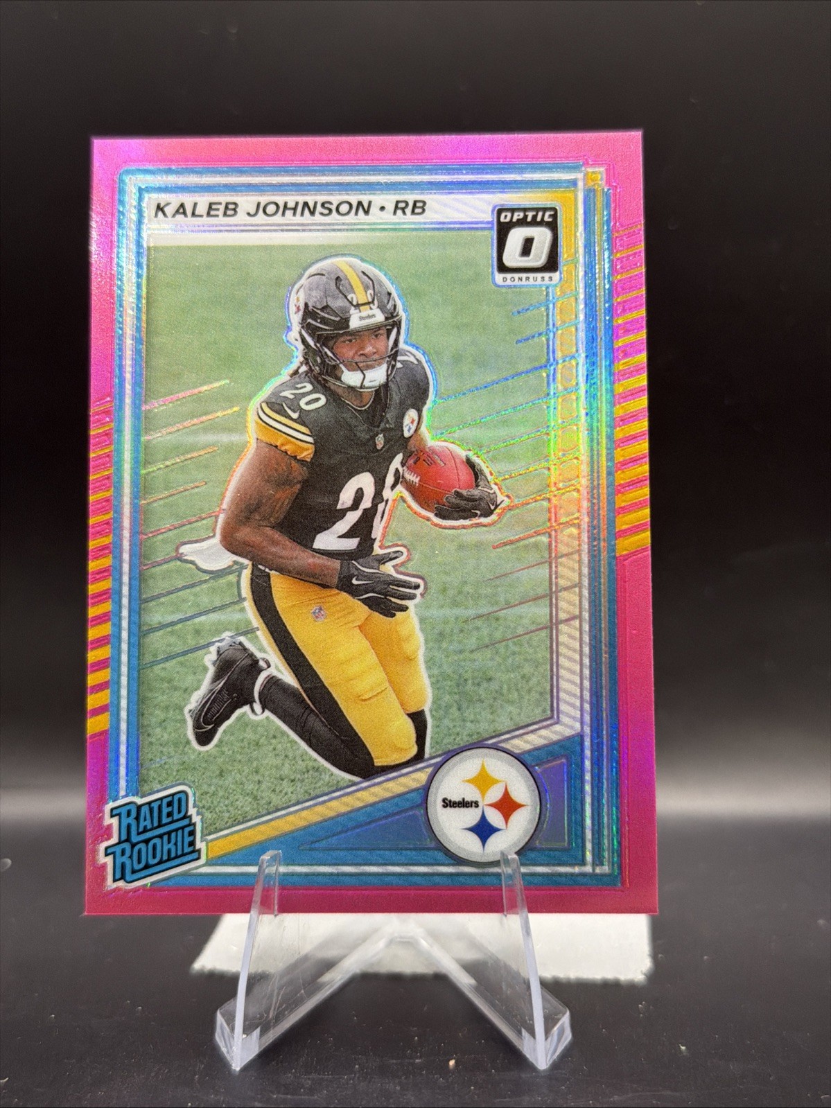 2025 Panini Donruss - Rated Rookie Kaleb Johnson #322 Optic Preview Pink