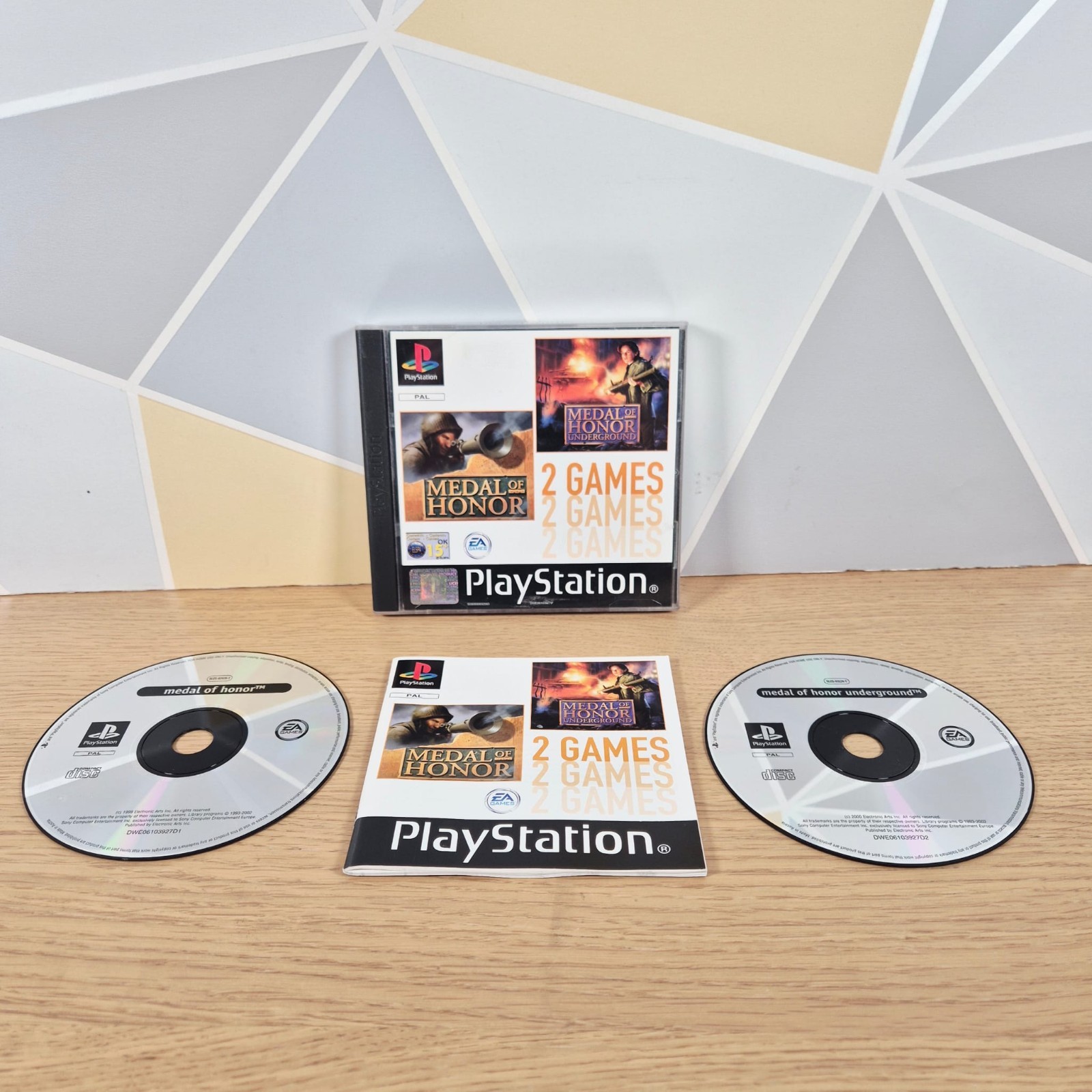 Medal of Honor & Medal of Honor: Underground Sony PS1 Video Game Double Disc CIB