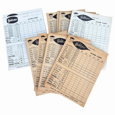 ES Lowe Company Yahtzee 1956 Score Cards Replacement Parts Pieces Vintage Lot