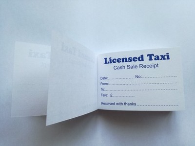 Taxi lizenzierte Quittung Minicab 100 BLATT PRO BLOCK HOCHWERTIGES WEISSPAPIER