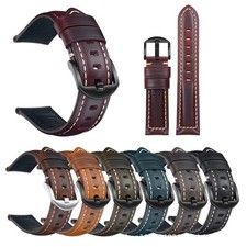Quality Oil Wax Genuine Leather Watch Band Strap Mens 18 20 22 24 26mm Universal