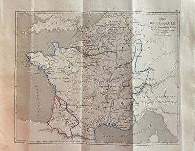 GRAVUR FRANKREICH 1840 '' KARTE VON GALLIEN AUF DEN KOMMENTAREN VON CESAR ''