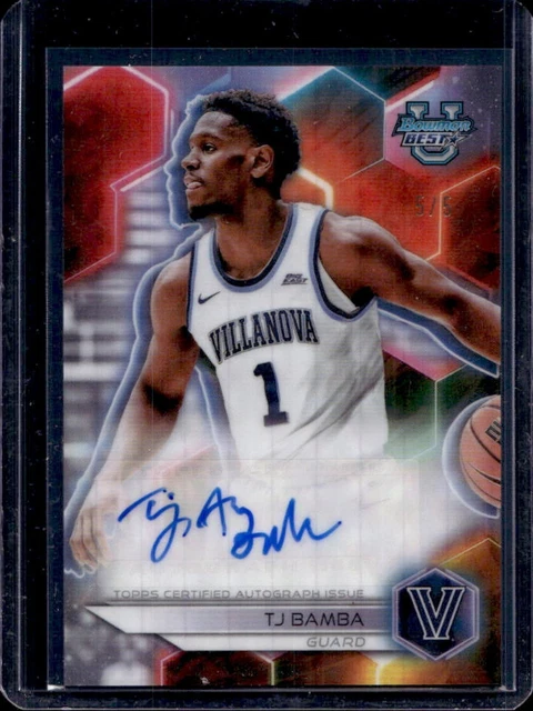 TJ Bamba Villanova Basketball Topps Refractor Autograph rookie card auto /5 NBA