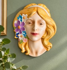 Vintage Goebel W. Germany Porcelain Wall Mask Lady Face Plaque Floral Hair Decor