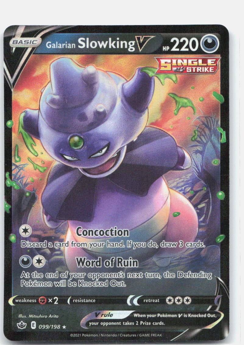 Galarian Slowking V 099/198 Holo V Rare Chilling Reign Pokemon Holo Near Mint