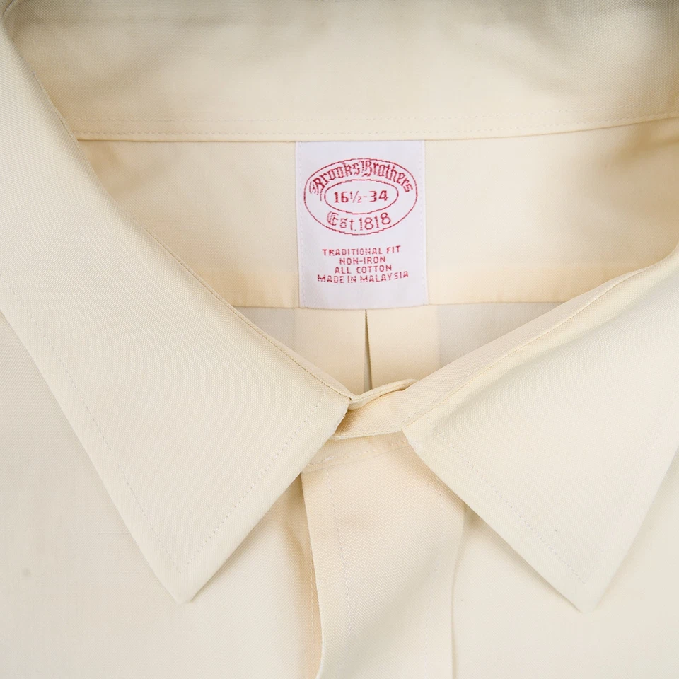 Camisa de vestir Brooks Brothers 16.5 34 blanco roto algodón sin planchar cuello extendido Foto 2 de 4