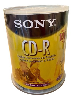 Sony CD-R 100 Count Recordable Blank CD Pack 80min High Speed