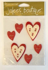 RARE Jolee's Boutique, Vintage Felt Hearts Dimensional Scrapbook Stickers
