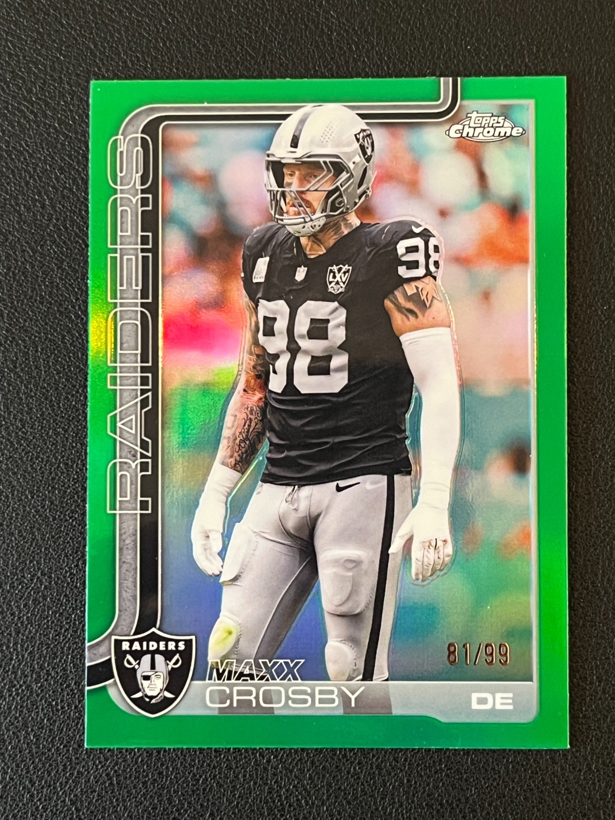 Maxx Crosby 2025 Topps Chrome Green Refractor /99 Raiders 