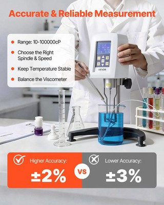 Digital Rotary Viscometer, 10-100,000 mPa.s(cP), ?±2% Accuracy, 100-240V