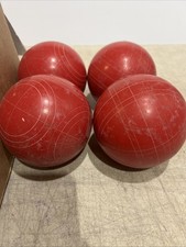 Vintage Bocce Replacement Ball Red Circles Lines Set Of 4 