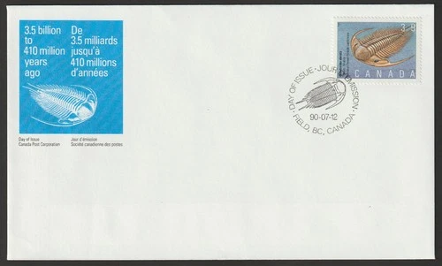 Canada #1279, Prehistoric Life, Trilobite, Official First Day Cover, FDC 1990
