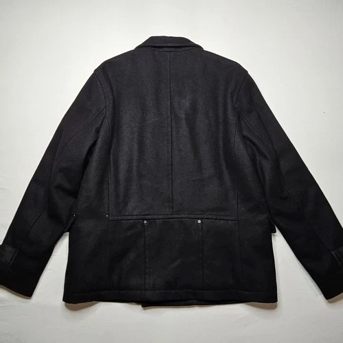 Guess Men XL Peacoat Black Wool Blend Double Breasted Zipper Bib M04110AB944 image 3