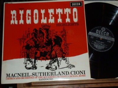Decca 1960s WBGroove SXL 6008 Verdi Rigoletto Macneil Sutherland Sanzogno NM /NM