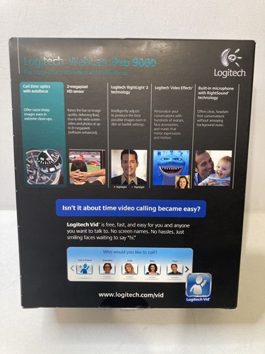 Logitech Quick Cam Pro 9000 Webcam Carl Zeiss Open Box With Disk And Manuals - Picture 5 of 9