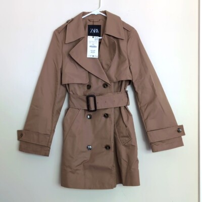 ZARA WOMEN BELTED SHORT TRENCH COAT ZW COLLECTION XS S M L