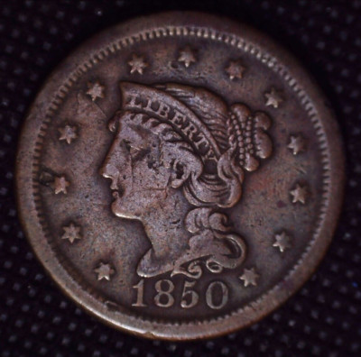 1850 Braided Hair Large Cent 1(C) Nice Details #F136