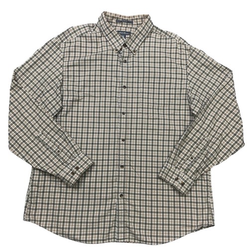 Eddie Bauer Shirt Mens Tall Large Blue Green Plaid MT LS Chutes