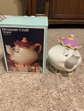 Vtg Beauty and the Beast Mrs Potts Teapot Ceramic Treasure Craft - Box Included
