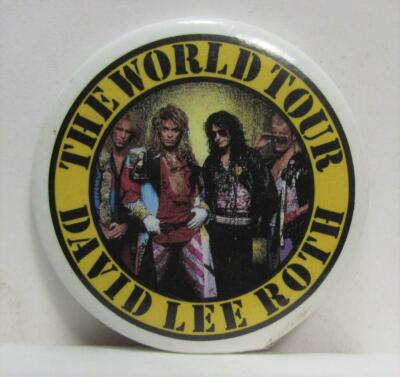 Vintage 1986 The World Tour David Lee Roth Diamond Dave Pinback Pin 1 1/2''