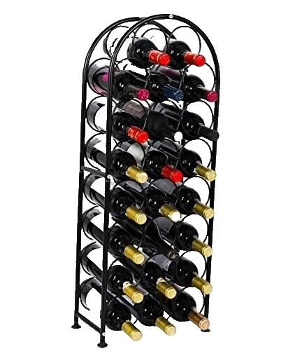 Bastidores de vino independiente de hierro negro y Portabotellas