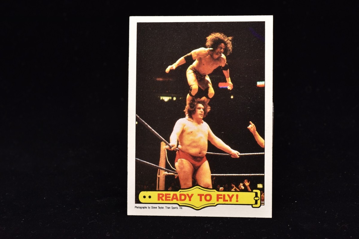 1985 TOPPS WWF WRESTLING CARD ANDRE THE GIANT &JIMMY SUPERFLY